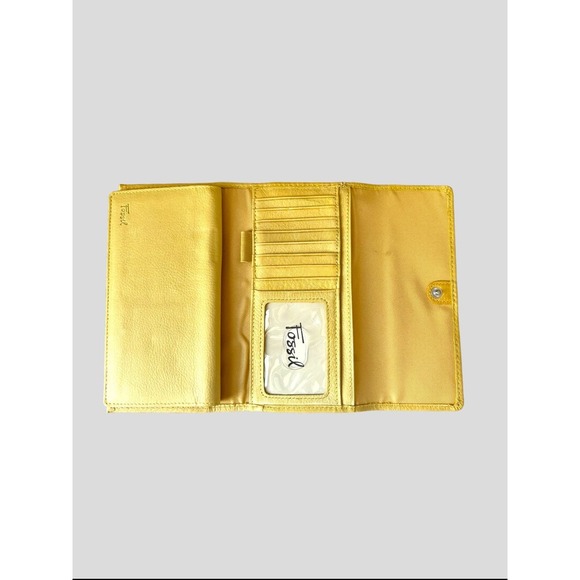 Fossil Floral Leather Canvas Handbag Purse With Leather Wallet Lot - Picture 13 of 16